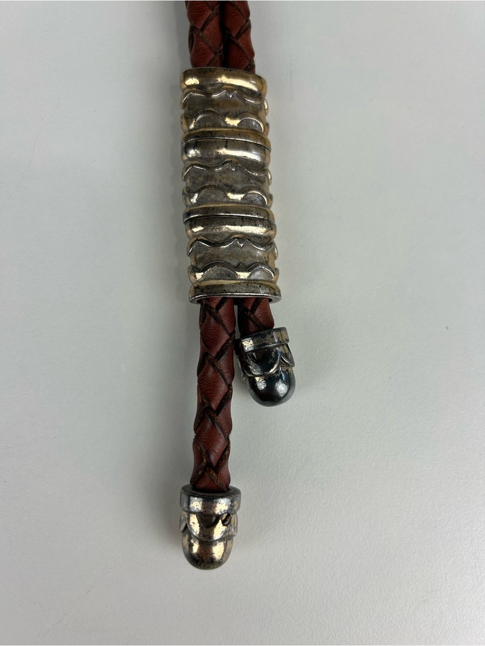 BRIGHTON 1994 BOLO BRAIDED BROWN LEATHER ROPE BELT - Picture 6 of 8